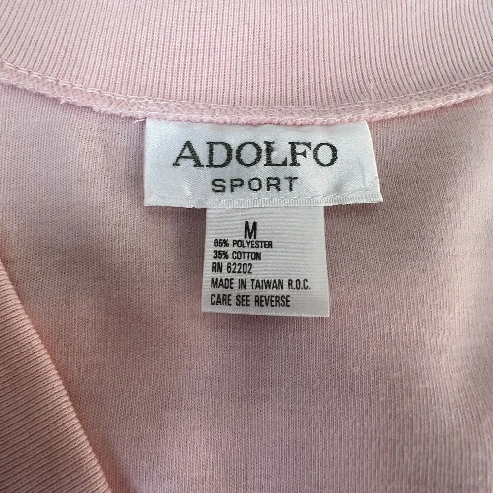 Vintage Adolfo Sport Pink Cotton‎ Blend Embroidered Golfer Novelty Vest Medium